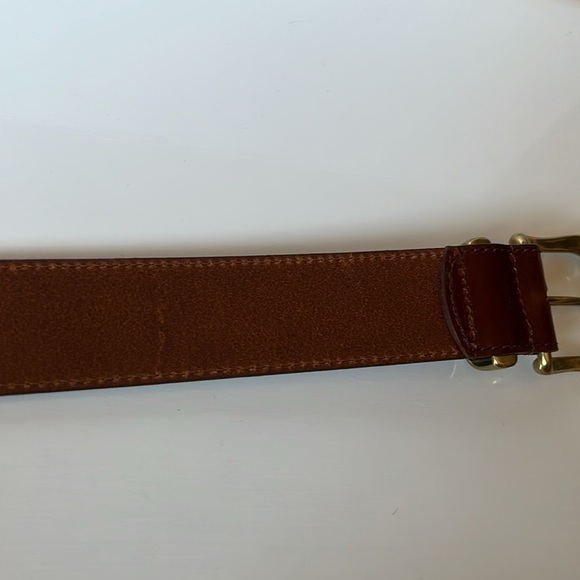 Fossil Brown Leather Belt Size Large Gold Brass Buckle Classic Jeans - Picture 7 of 12